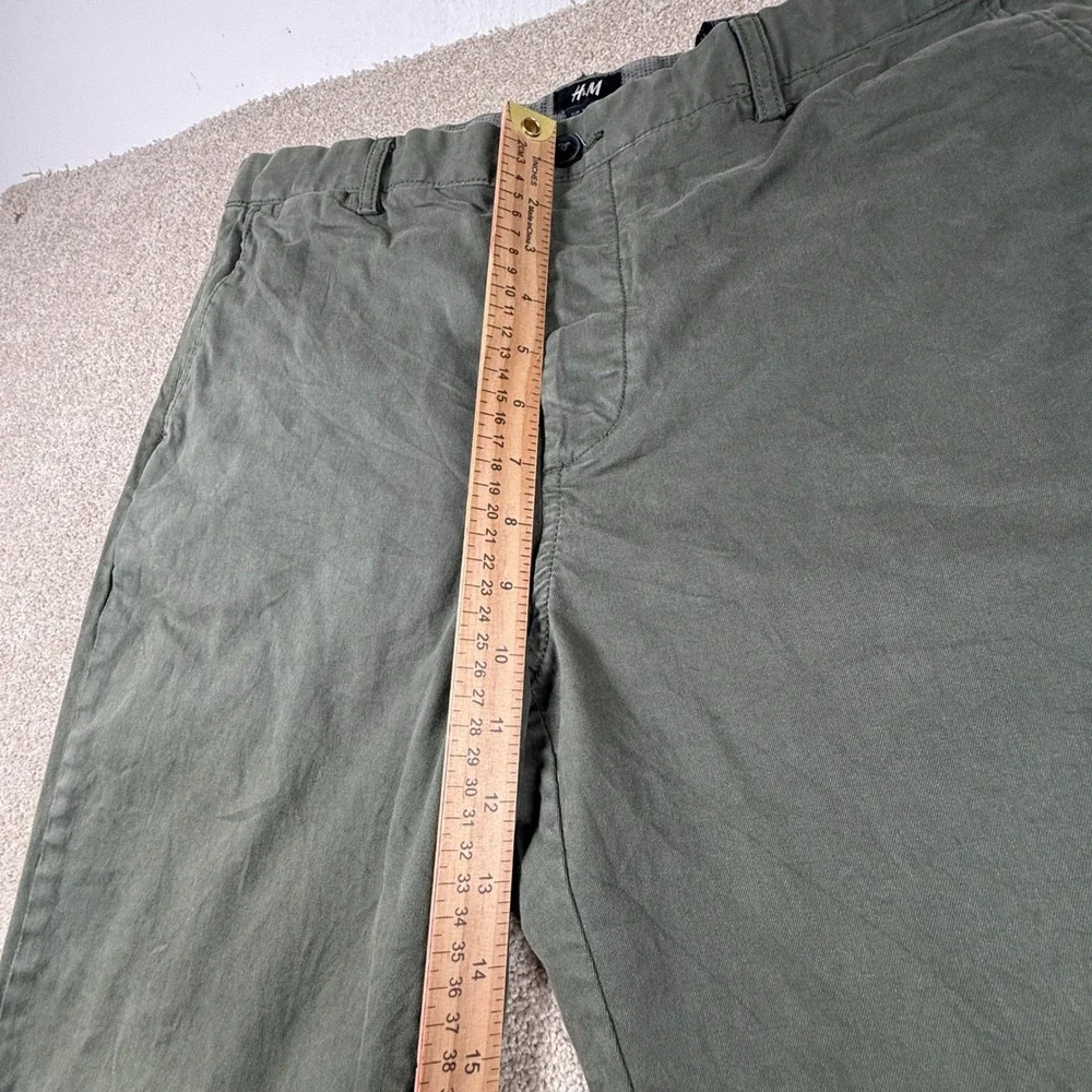 HM Mens Slim Fit Chinos Olive Green Stretch Cotton Trousers 36R 0242340 2